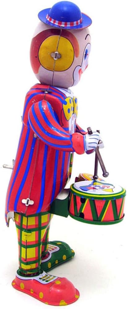 Toddmomy Figura de hojalata de juguete de payaso de cuerda de cuerda, juguete de batería de hojalata, figura de payaso de batería, juguete de mesa