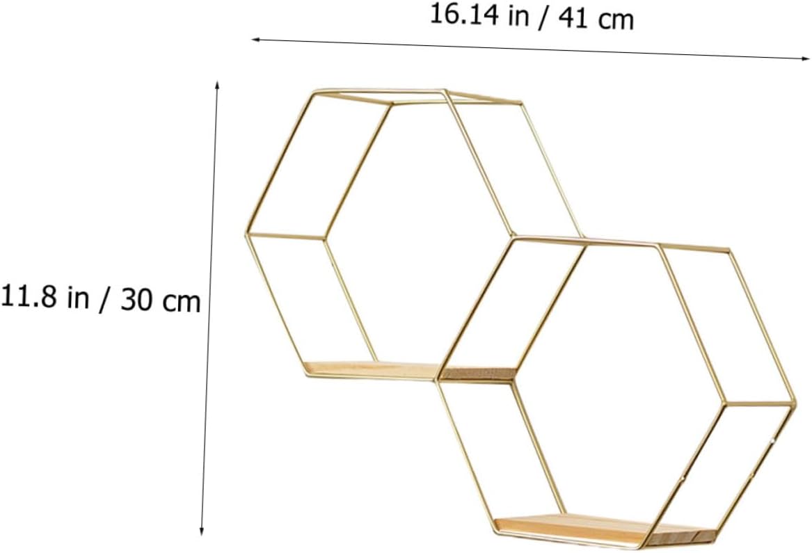 Cabilock Estante de pared para plantas pequeñas, soportes de metal para contenedores de madera, estantes de pared, decoración de alambre hexagonal,