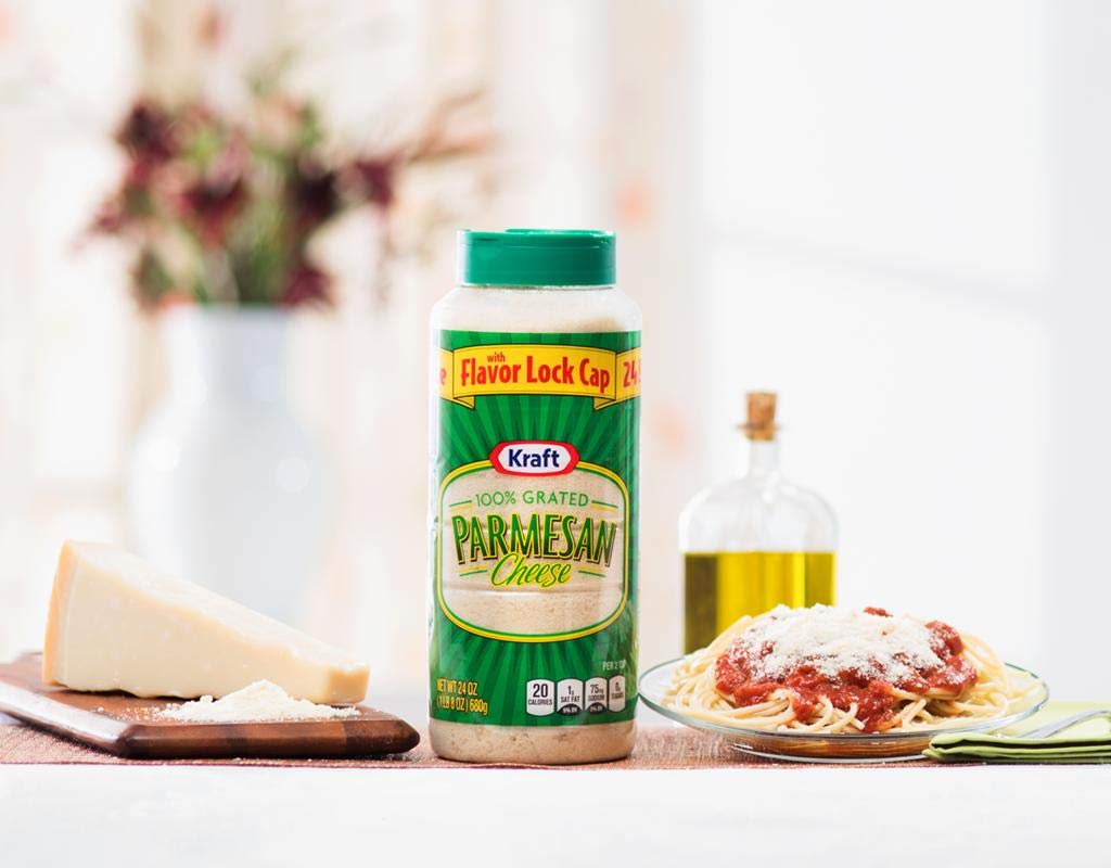 Queso parmesano rallado Kraft 1 tarro de plástico 24oz680g cada uno