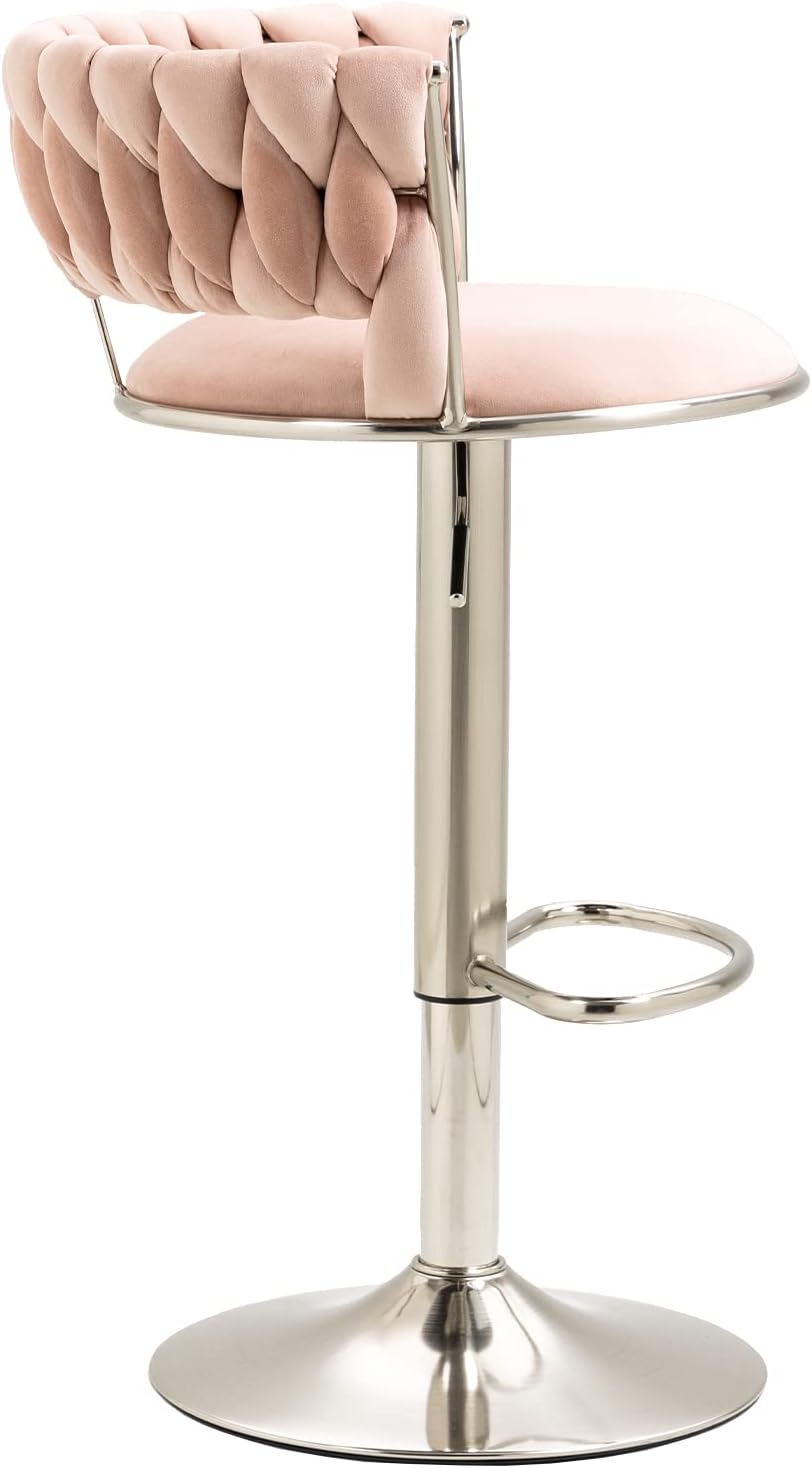 Kakotito Taburetes de bar con respaldo y reposapiés, taburetes de bar ajustables con patas plateadas, taburete de bar retro y taburete de bar de