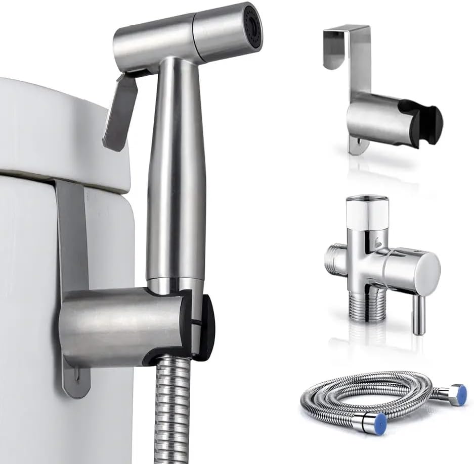 Pulverizador de bidé de mano para inodoro. Juego completo. Presión de agua ajustable. Adecuado para pañales de tela para bebés y lavado femenino,