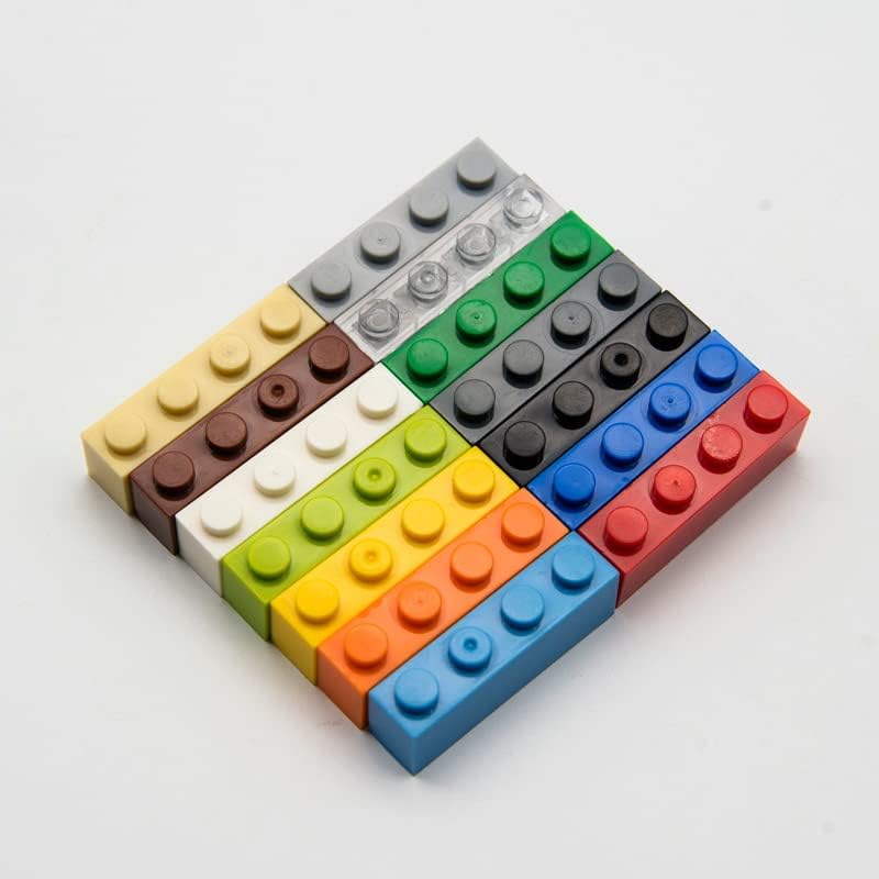 Bloque de ladrillo clásico a granel, ladrillos blancos 1×4, ladrillos de construcción planos 100 piezas, compatible con piezas y piezas de Lego