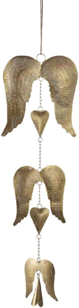 MIDWEST-CBK Alas de ángel con campana, carillón de viento colgante de 24 pulgadas