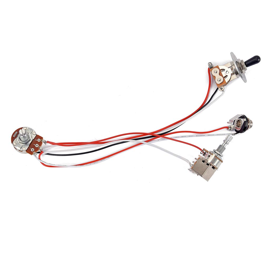 1 juego de arnés de cableado para guitarra eléctrica, kit precableado de 3 vías, 1 volumen, 1 tono, potenciómetro de 500 K