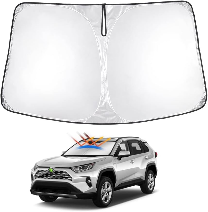 T TGBROS Ajuste personalizado para parasol de parabrisas Toyota RAV4 2019-2023 2019 – 2023, protector solar plegable, cubierta de poliéster