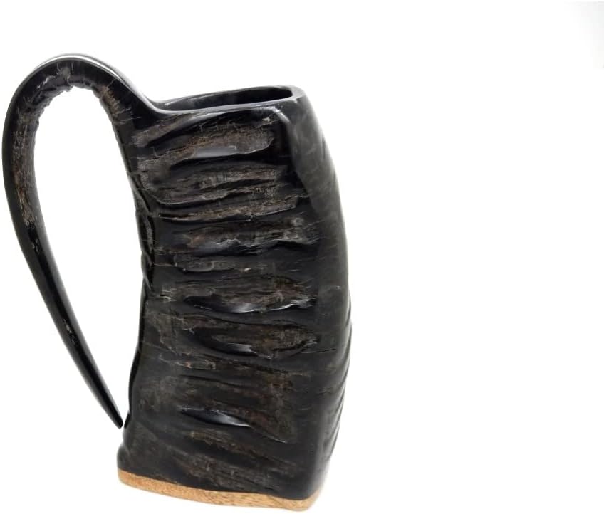 Tazas de cuerno de búfalo de 6 pulgadas (11.8-15.2 fl oz), tazas de cuerno vikingo para hombres y mujeres, tazas de cuerno real hechas a mano, vasos