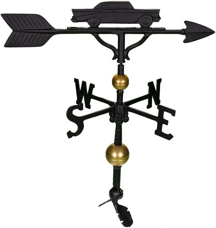 Veleta de lujo de 32 pulgadas con adorno clásico negro satinado para automóvil
