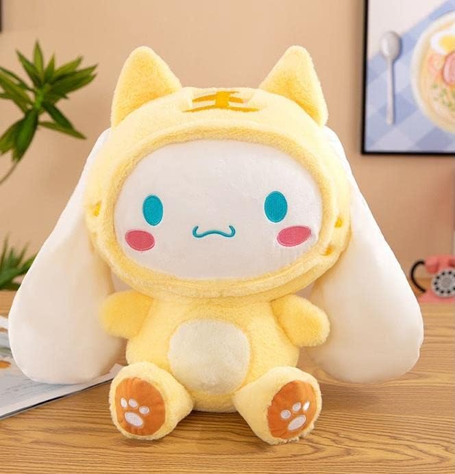 Peluche de perro Cinnamorol amarillo de 14.5 pulgadas, 14.5 pulgadas, muñeca de perro de dibujos animados Kawaii con ojos estrellados, regalo para