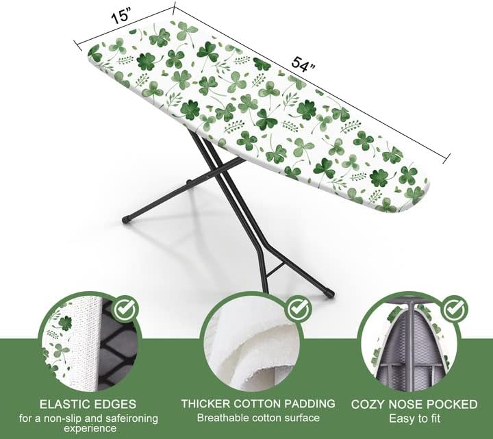 Funda y almohadilla para tabla de planchar, tamaño estándar de 15 x 54 pulgadas, funda de repuesto para tabla de hierro de 4 capas extra gruesa,