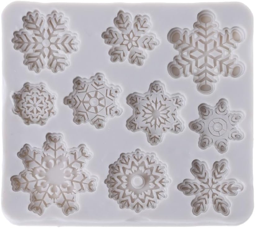 Molde de silicona para pastel de fondant de copo de nieve de Navidad, molde de caramelo de chocolate, decoración de bricolaje, decoraciones de