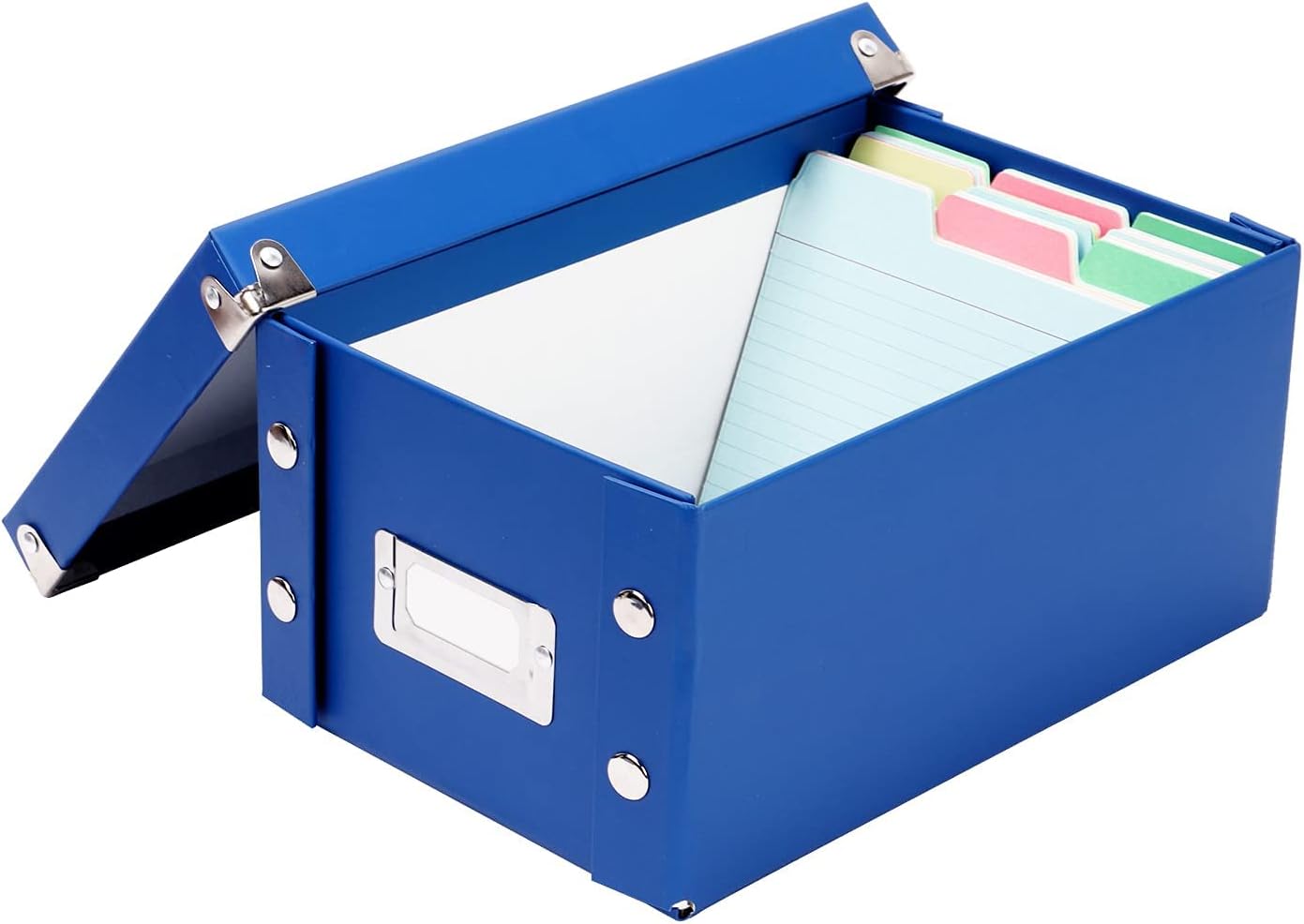 Snap-N-Store Caja de almacenamiento con soporte para tarjetas de índice, caja organizadora plegable para 1100 tarjetas flash, tarjetas de negocios,