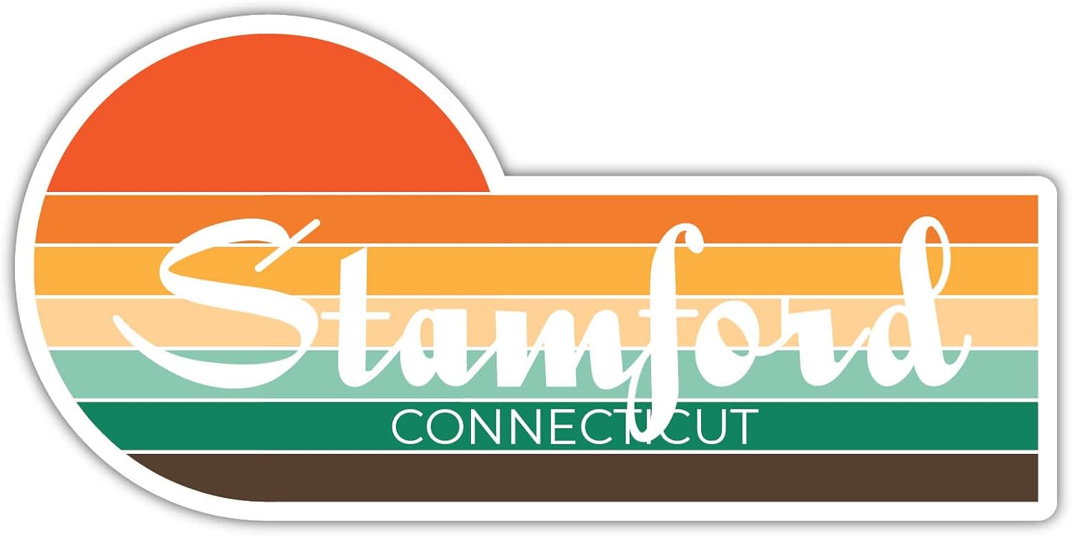 Stamford Connecticut – Imán para nevera (4 x 2.25 pulgadas), diseño estético retro vintage de los años 70