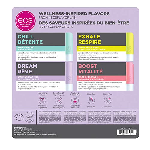 eos FlavorLab 2021 – Bálsamo labial de karité súper suave, paquete de 8, 2 almendras de miel, 2 leche tibia de vainilla, 2 tónicos de manzana verde,