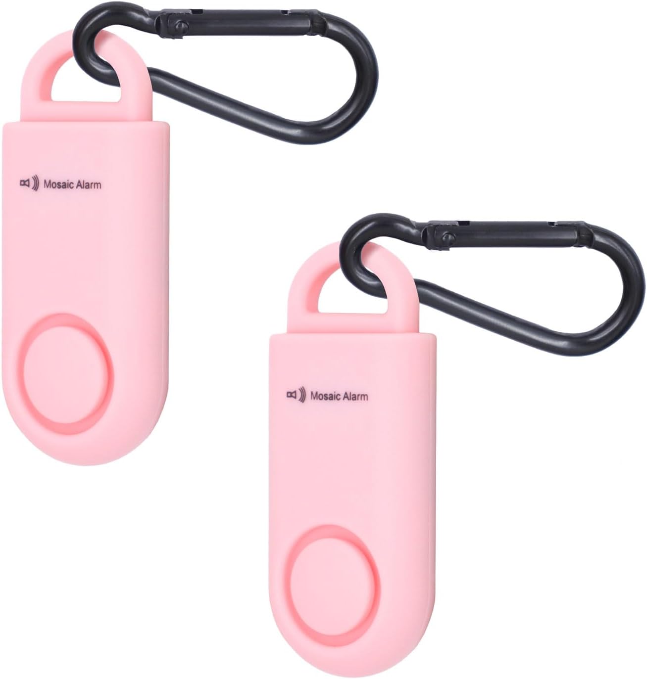 Paquete de 2 alarmas de seguridad personal de sirena de 130 db con sonido fuerte, alertas de emergencia con mosquetón, cordón. Llavero de