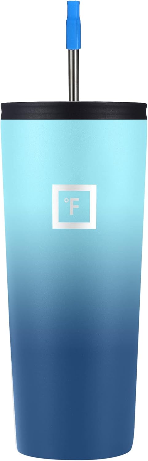 IRON FLASK Pajitas reutilizables, 6 popotes de acero inoxidable o plástico con puntas de silicona flexibles, 3 cepillos de limpieza y estuche de