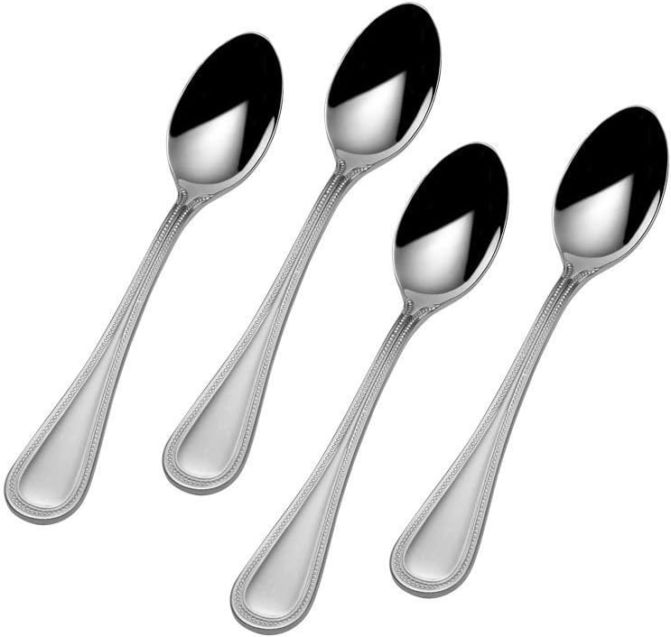 Towle Cuchara Demitasse de acero inoxidable antiguo con cuentas 1810 (juego de cuatro)
