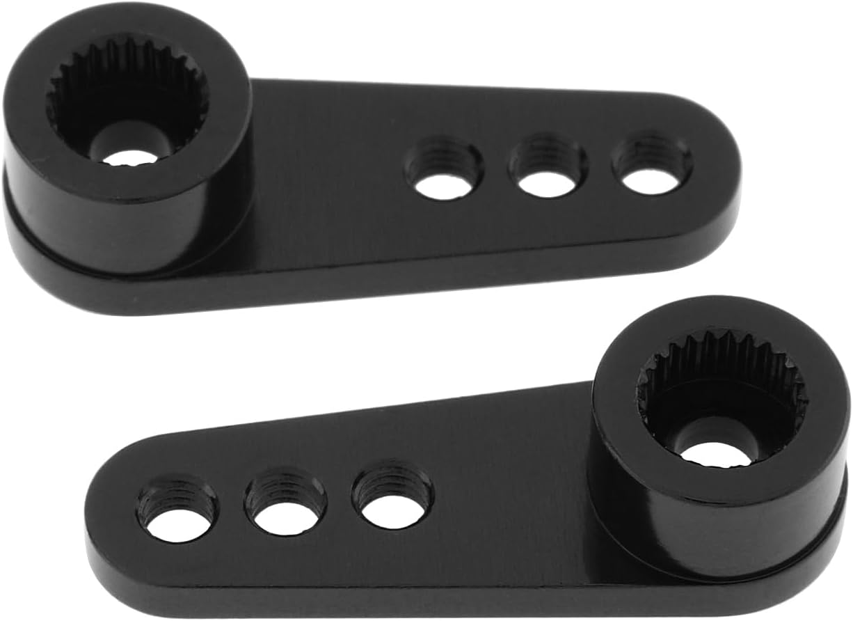 Paquete de 2 brazos de dirección de metal 25T servo bocina M3 hilos compatibles con modelos RCcoche camión buggy (negro)