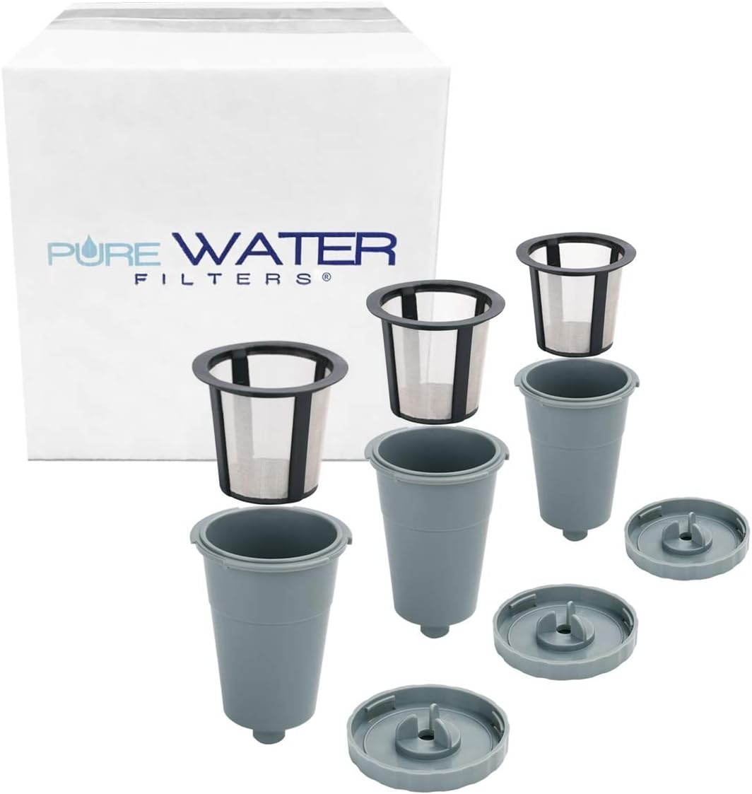 PureWater Filters – Cápsula de repuesto compatible con el filtro de café reutilizable Keurig My K-Cup, 3 piezas cada una (paquete de 3)