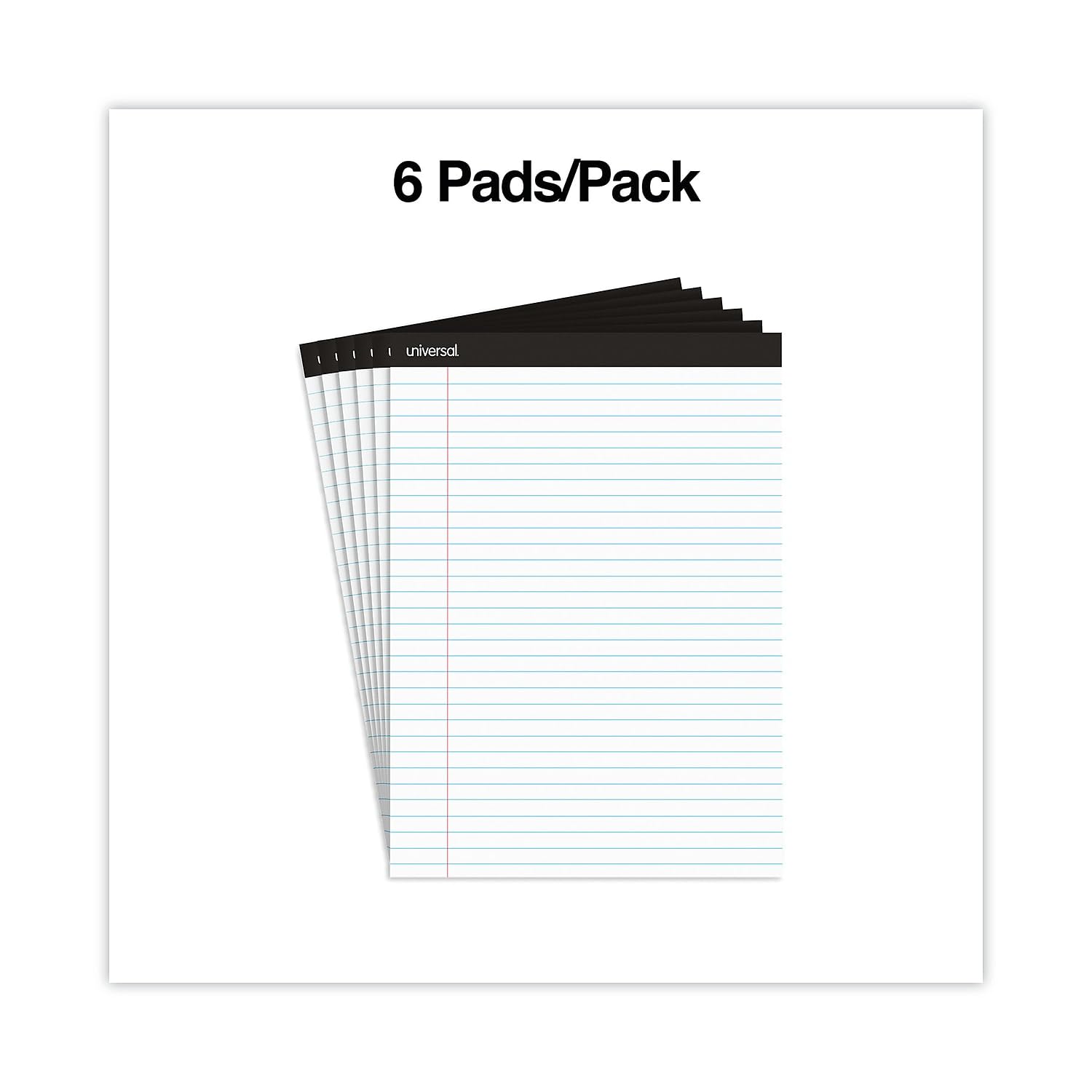 Universal 30630 Bloc de escritura a rayas premium, blanco, 8 12 x 11, legalancho, 50 hojas, 6 blocs (Unv30630)