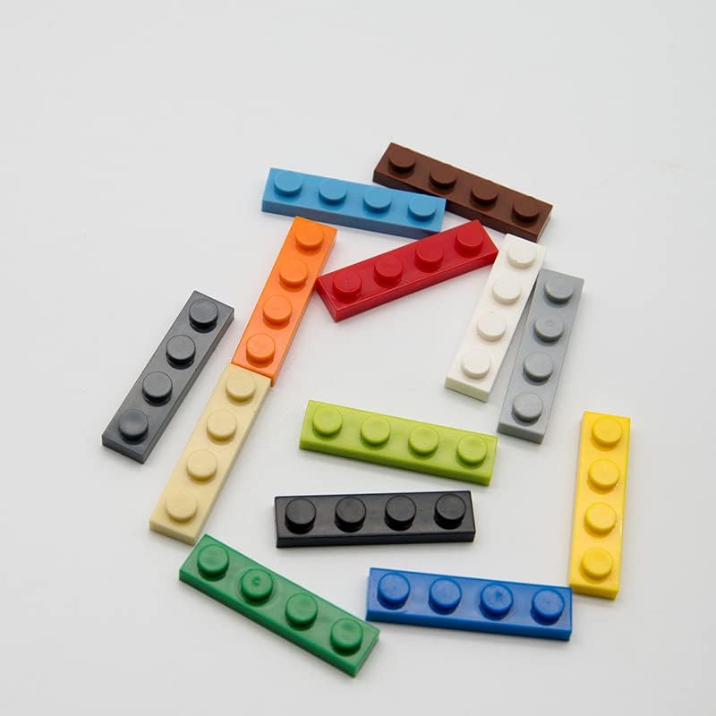 Platos grises clásicos a granel, placa gris oscuro 1×4, placas de construcción planas 100 piezas, compatibles con piezas y piezas de Lego 1×4 placas