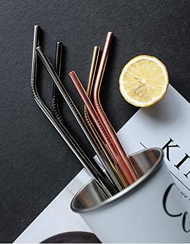Brightbuy Pajitas de metal de 48 piezas a granel, pajitas de acero inoxidable de 8.5 pulgadas, dobladas negras, 0.236 in de diámetro para vasos de