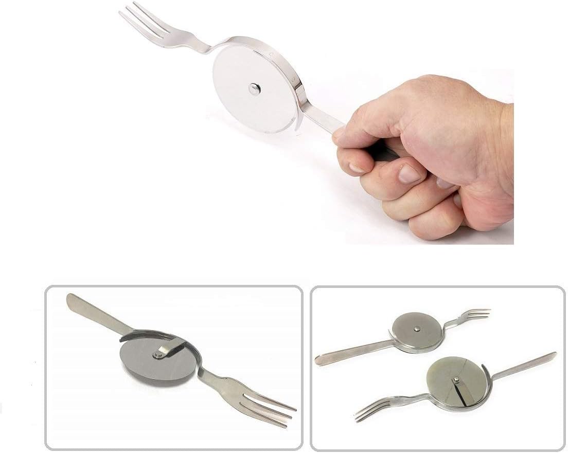 Cuchillo y tenedor para pizza, cortador de pizza de acero inoxidable 430, cuchillo para tartas, tenedor de pastel, cortador de pizza súper afilado y
