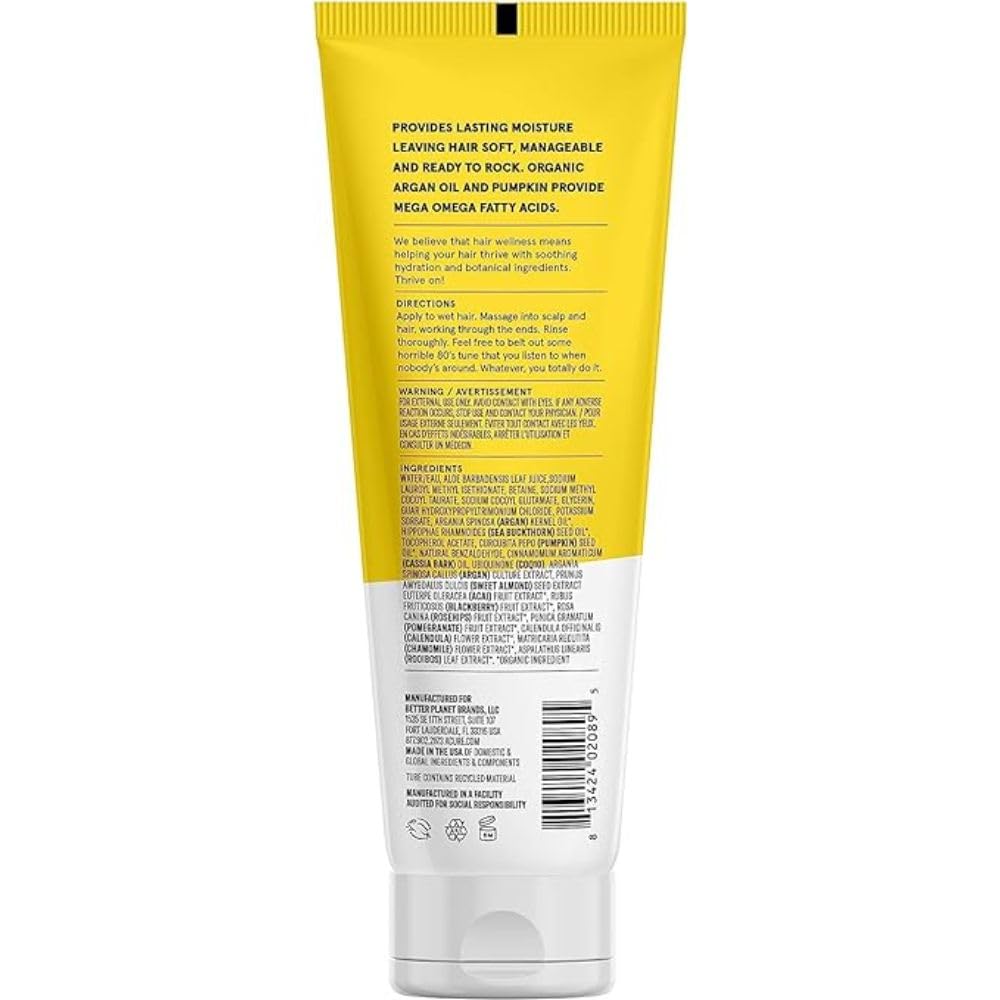 Acure Champú ultra hidratante 100% vegano, humedad ultra hidratante y ácidos grasos omega, aceite de argán amarillo y calabaza, 8 onzas líquidas