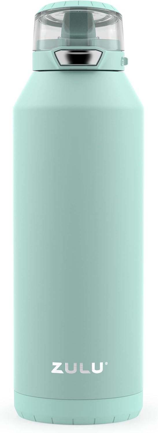 ZULU Swift – Botella de agua de acero inoxidable aislada al vacío con popote de silicona cubierto, 40 onzas (Yucca)