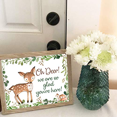 Set of 7 Woodland Baby shower signs, 5×7 and 8×10, woodland food, drinks, favors, welcome and guest book signs