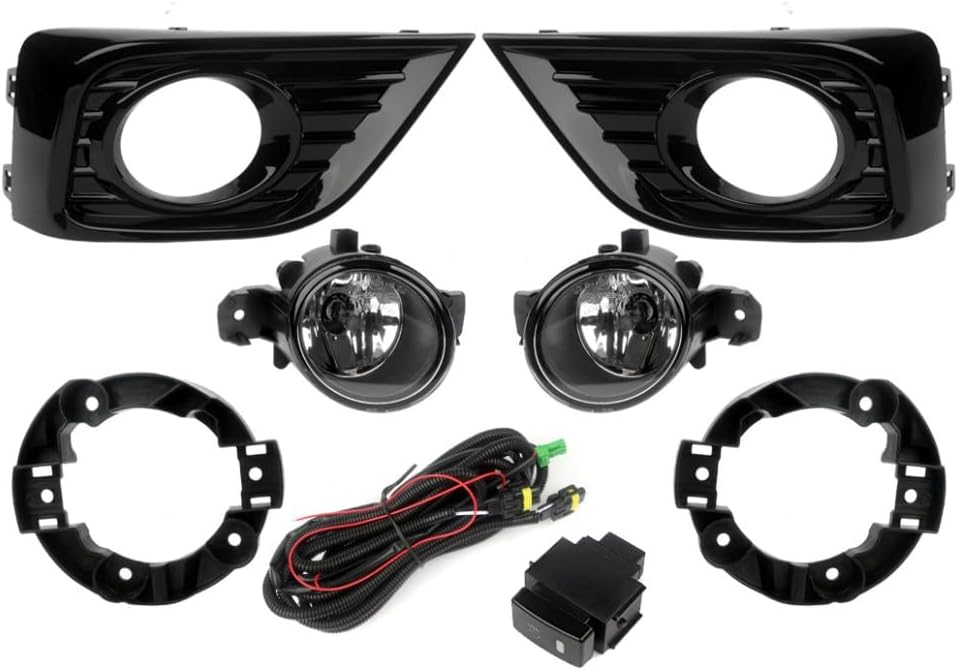 Conjunto de lámpara antiniebla de coche con cubierta para Nissan March Micra 2021 2022 2023, 4300K lámpara antiniebla halógena Blub + cubierta +