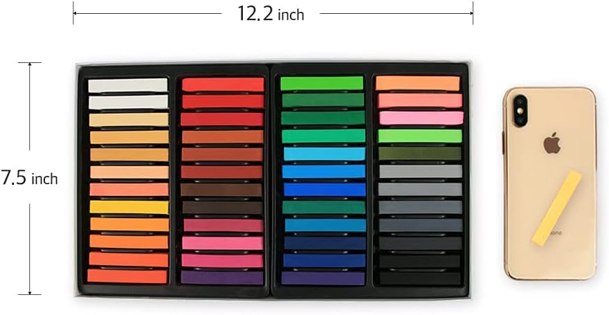 Juego de tizas suaves en colores pasteles, suministros de arte para artistas, niños, adultos, 48 colores, tiza de color, no tóxica, pastel cuadrado