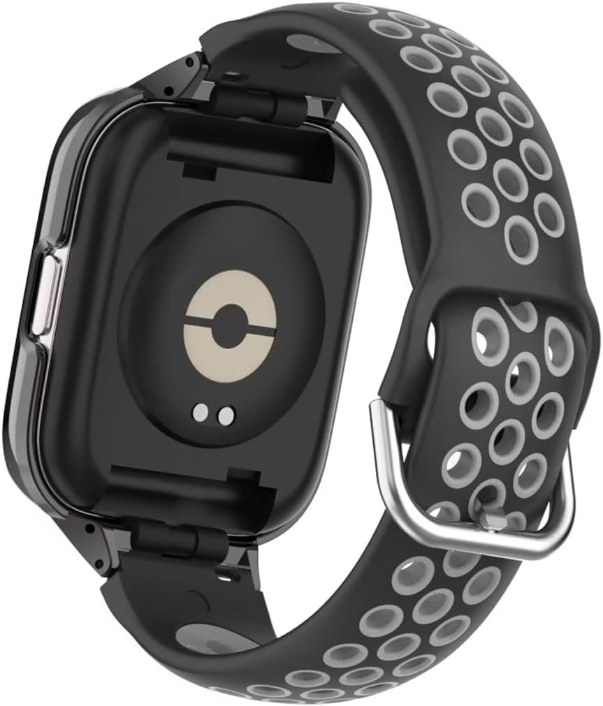 T-BLUER Compatible with Xiaomi Redmi Watch 3 Active Bands,Silicone Breathable two-color Strap Bracelet Accessories with Metal Protective Frame for