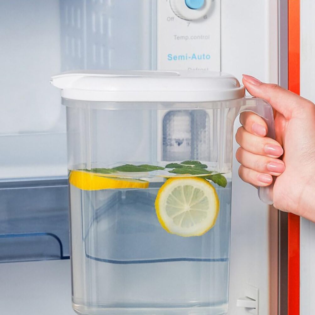 Uonlytech 1. Jarra grande de agua de 8 litros para bebidas frías con tapa, jarra de café, jarra de té helado, jarra de agua para agua fría caliente,