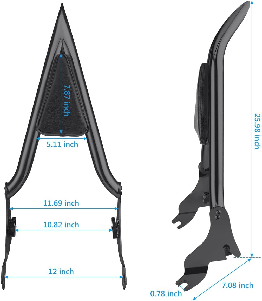 Respaldo de barra del acompañante trasero, respaldo de barra de sissy desmontable compatible con Harley Touring Street Glide Road King CVO 2009-2021