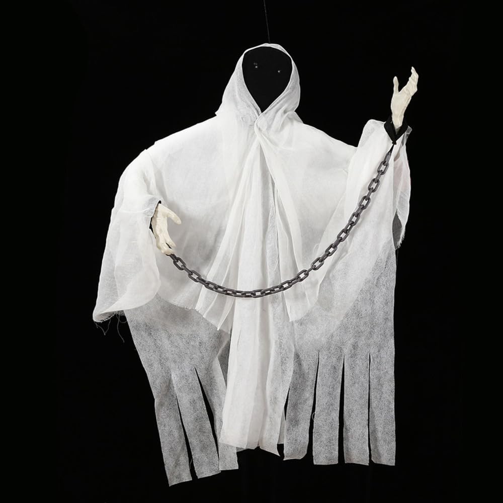 Fantasma colgante de miedo sin rostro, fantasma sin rostro, bata de terror blanca, accesorios de diseño de escena de Halloween, espeluznante