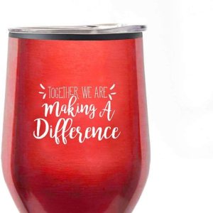 Cheersville Vaso de vino de acero inoxidable para padres (marcando la diferencia, rojo) Cheersville Vaso de vino de acero inoxidable para padres (marcando la diferencia, rojo)
