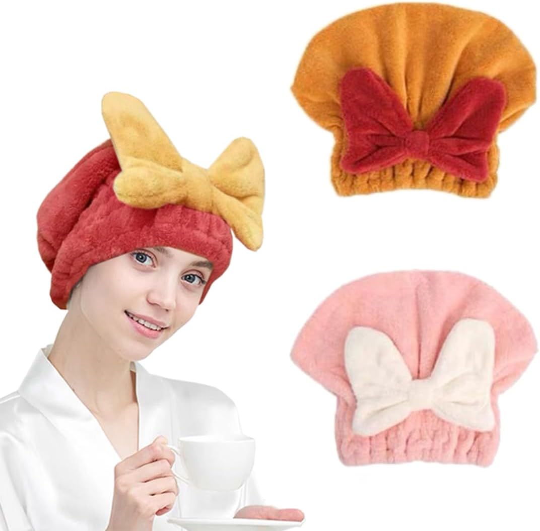 Paquete de 2 toallas de microfibra para el cabello, súper absorbentes, para cabello mojado. Toalla de pelo suave y de secado rápido para mujeres,