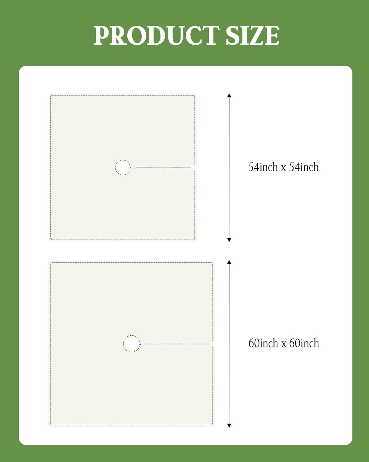 Mantel de exterior verde oliva con agujero para sombrilla y cremallera, mantel de color sólido para mesas cuadradas, colección de mesa impermeable