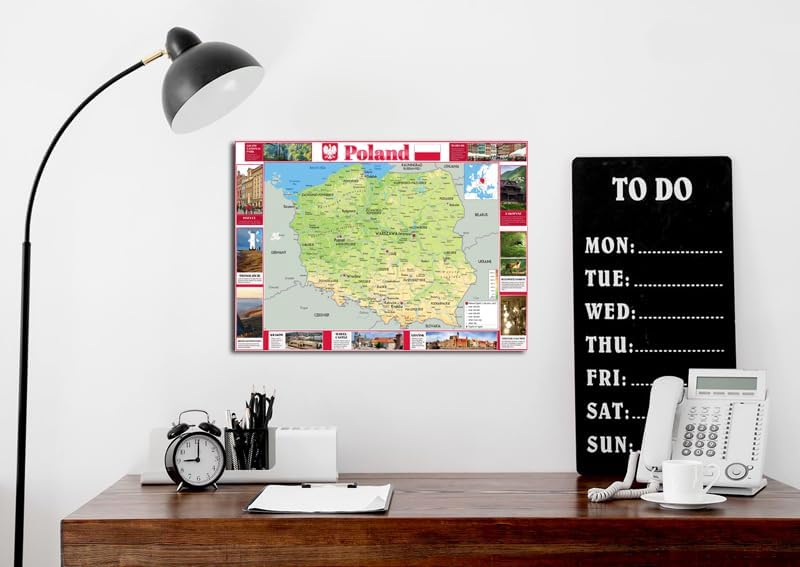 Póster pictórico de Polonia – 23.4 x 16.5 pulgadas – Papel laminado