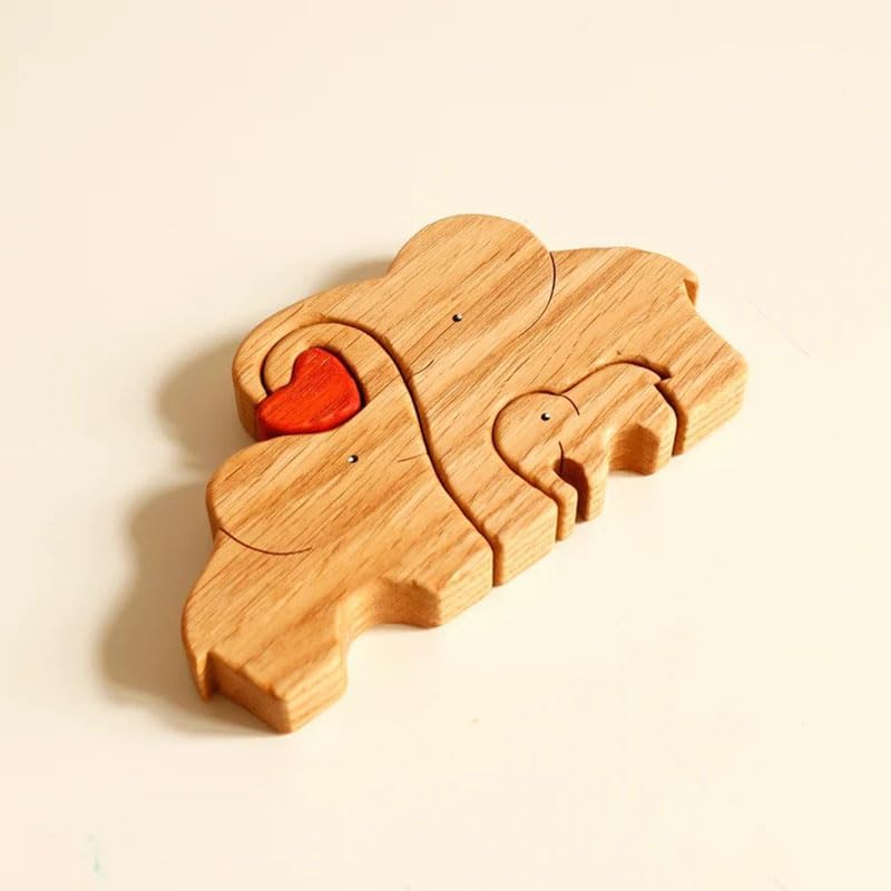 Rompecabezas de madera de elefante personalizable, pieza decorativa de roble para decoración del hogar y miembro reflexivo, 3