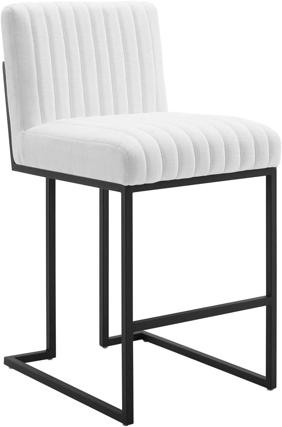 Modway Indulge Channel – Taburete de bar de tela copetuda para mostrador, color blanco