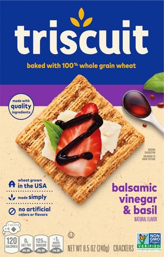 TRISCUIT Galletas, vinagre balsámico y sabor a albahaca, 1 caja (8.5 oz)