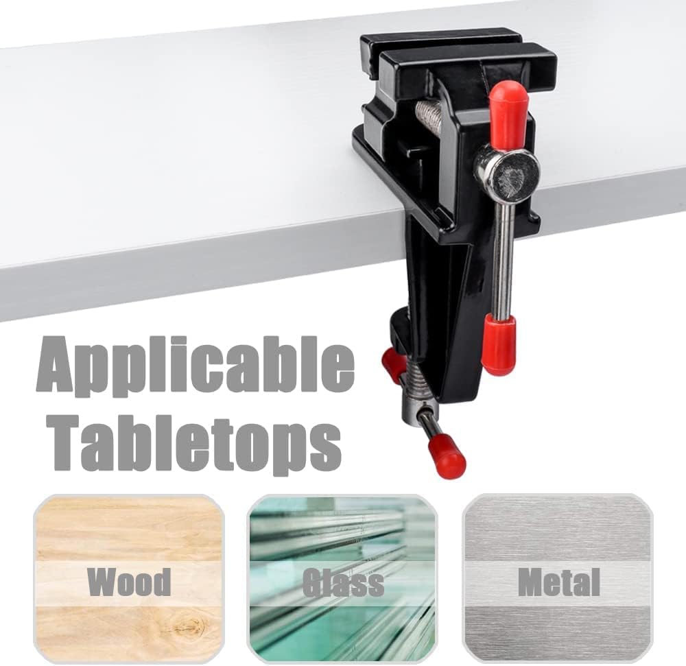 Bestgle Mini abrazadera de mesa, banco pequeño, vicio de bricolaje, herramientas de reparación, tornillo de banco de trabajo portátil para el hogar,