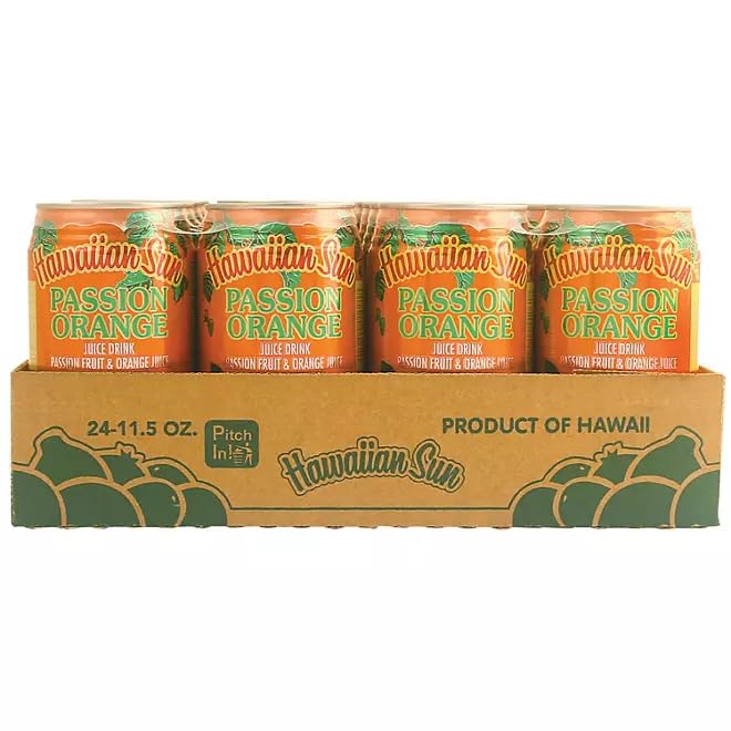 Hawaii Sun – Jugo de frutas tropicales, 11.5 onzas (paquete de 24 latas) (naranja pasión)