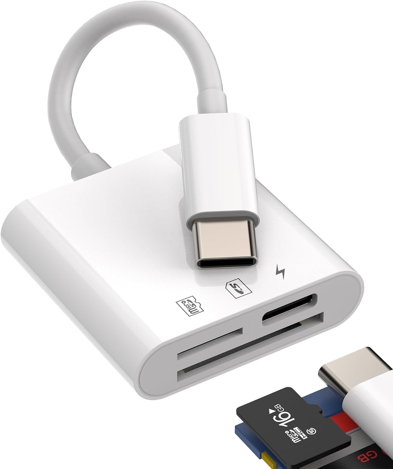 Lector de tarjetas USB C SD TF para iPhone 15 3 en 1 tipo C Trail adaptador de cámara lector de tarjetas Plug and Play Compatible para MacBook