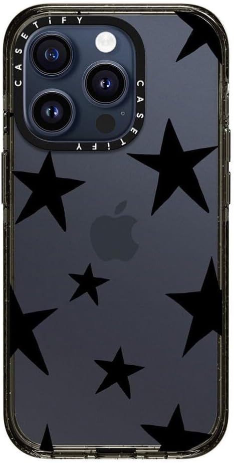 CASETiFY Impact Funda para iPhone 15 Pro 4 veces probada contra caídas de grado militar, protección contra caídas de 8.2 pies – Negro estrellas –