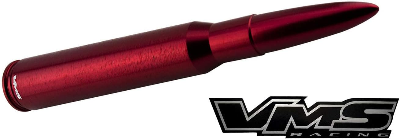 VMS Racing Antena de bala anodizada roja calibre 50, calibre pesado, mecanizado CNC, de aluminio, compatible con CHEVY SILVERADO 1500 2500 3500
