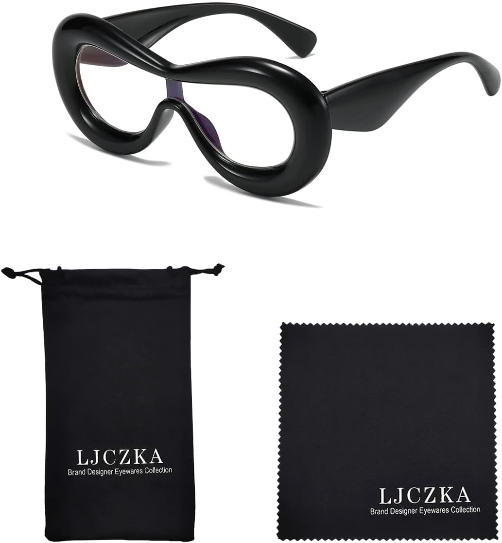 Gafas gruesas de gran tamaño con luz azul  Y2K ovaladas antifatiga ocular gafas de computadora con marco transparente para fiestas