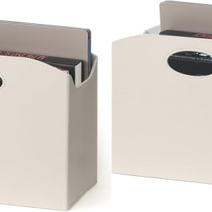 EZDeco Paquete de 2 revisteros, revistero de piel sintética, cesta de almacenamiento plegable para documentos de periódicos, organizador de carpetas EZDeco Paquete de 2 revisteros, revistero de piel sintética, cesta de almacenamiento plegable para documentos de periódicos, organizador de carpetas