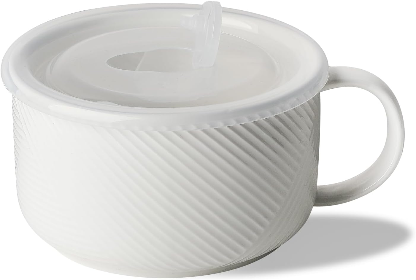 Adewnest Tazón de sopa de gran tamaño con asa cuenco de cerámica para ramen de 38 onzas con tapa, apto para microondas con asa, taza de sopa